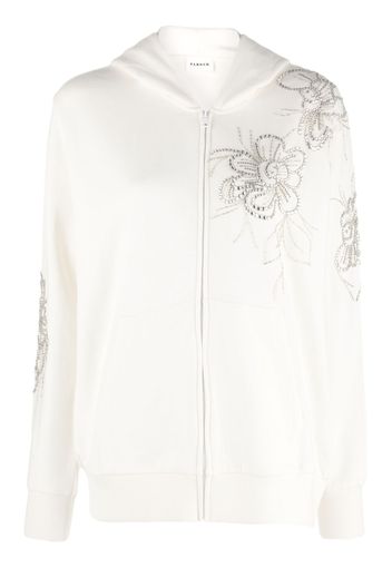 P.A.R.O.S.H. crystal-flower-detail hooded jacket - Bianco