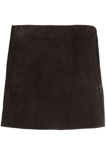 P.A.R.O.S.H. front-zip suede miniskirt - Marrone