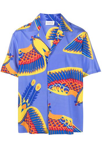 P.A.R.O.S.H. Seagled short-sleeve silk shirt - Blu