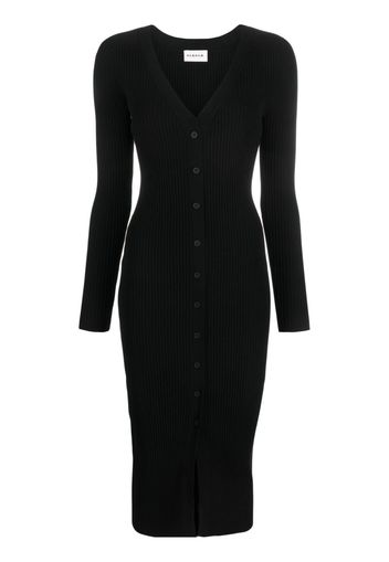 P.A.R.O.S.H. ribbed-knit button-up midi dress - Nero