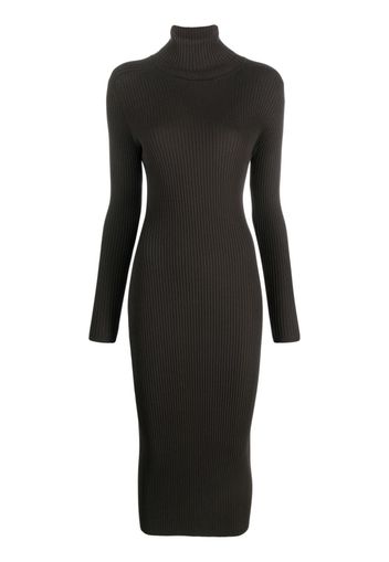 P.A.R.O.S.H. ribbed-knit roll-neck midi dress - Marrone