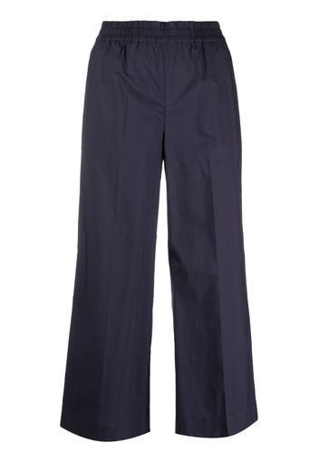 P.A.R.O.S.H. elastic-waist cotton cropped trousers - Blu