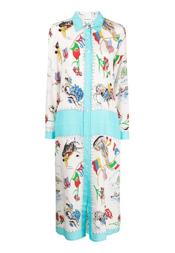 P.A.R.O.S.H. Abito illustration-print shirt dress - Bianco