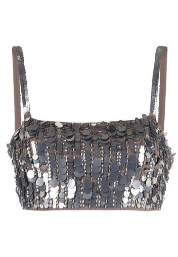 P.A.R.O.S.H. Canotta con paillettes crop - Marrone