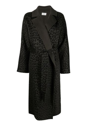 P.A.R.O.S.H. Cappotto leopard-print belted coat - Verde