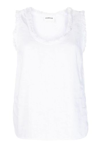 P.A.R.O.S.H. frayed-edge linen top - Bianco