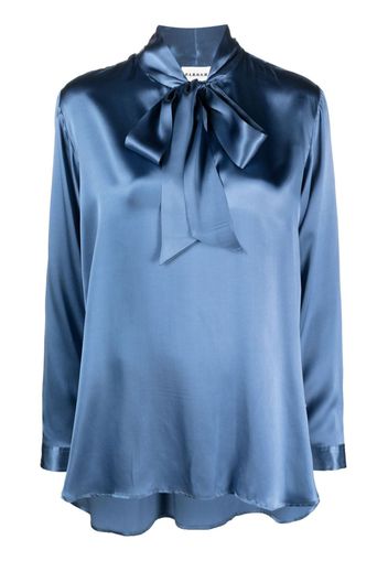 P.A.R.O.S.H. Stella gathered tie-neck silk blouse - Blu