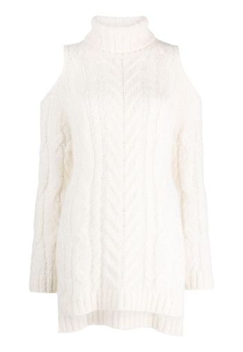 P.A.R.O.S.H. cold-shoulder cable-knit jumper - Bianco