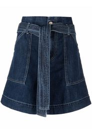 P.A.R.O.S.H. tied-belt paperbag-waist denim shorts - Blu