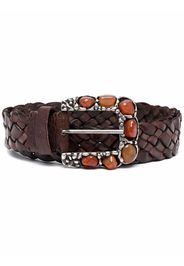 P.A.R.O.S.H. Zoe interwoven embellished leather belt - Marrone