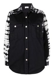 P.A.R.O.S.H. Giacca-camicia denim con fantasia tie-dye - Nero