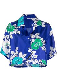 P.A.R.O.S.H. Camicia crop a fiori con arricciatura - Blu