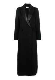 P.A.R.O.S.H. leather-trim double-breasted wool coat - Nero