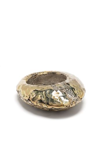 Tall mountain silver and yellow gold ring