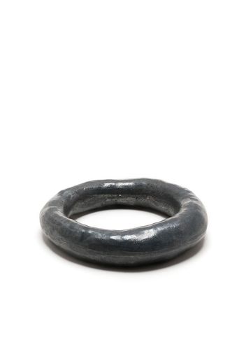 Parts of Four Spacer hammered ring - Nero