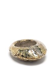 Tall mountain silver and yellow gold ring