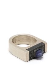 Parts of Four two-tone crystal signet ring - Argento