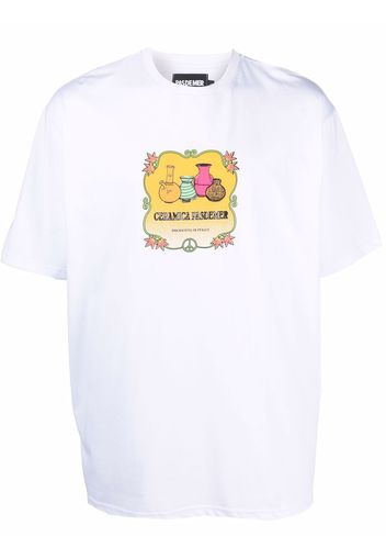 PAS DE MER Ceramica graphic-print T-shirt - Bianco