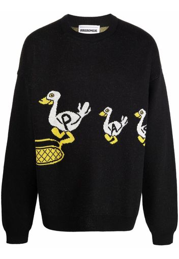 PAS DE MER duck-knit crew-neck jumper - Nero