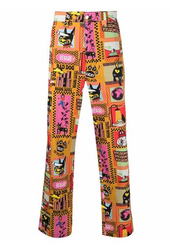 PAS DE MER cartoon-print straight leg trousers - Nero