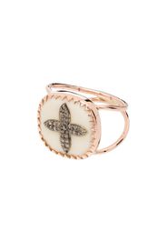 9K rose gold Bowie No 2 diamond cross ring