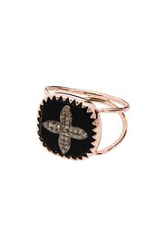 9K rose gold Bowie No 2 diamond cross ring