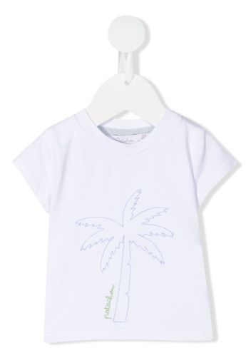Patachou embroidered palm tree T-shirt - Bianco