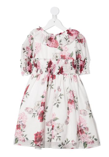 Patachou floral-print shirred smock dress - Bianco