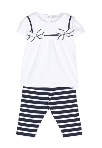 Patachou bow-detail striped trouser set - Bianco