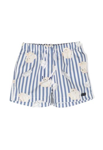 Patachou sailor bear-print swim shorts - Blu