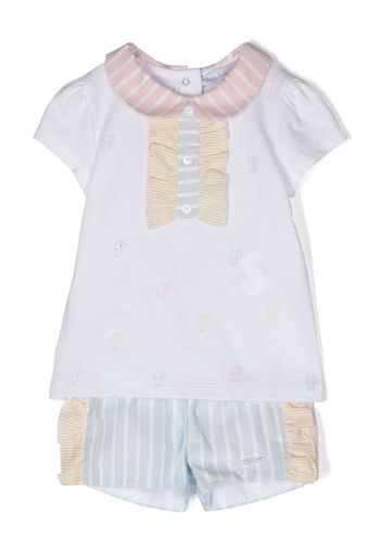 Patachou Set top e shorts con ruches - Bianco