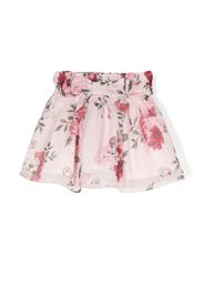 Patachou bow-detail floral chiffon skirt - Rosa