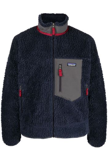 Patagonia logo-patch zip-up fleece jacket - Blu