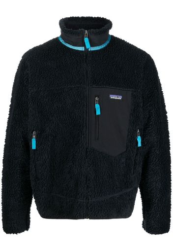 Patagonia logo-patch zip-up fleece jacket - Nero