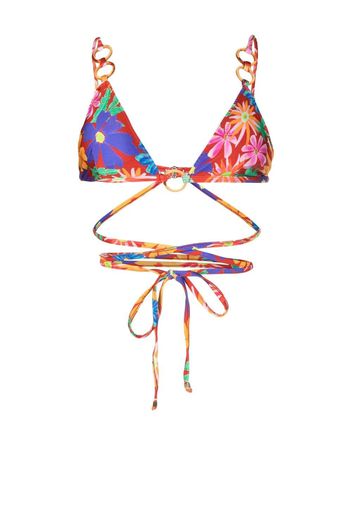 PatBO Aster wrap-tie bikini-top - Rosso