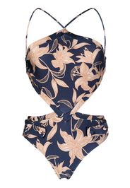 PatBO floral-print cut-out swimsuit - Blu