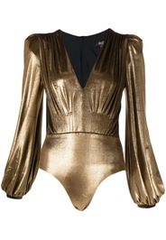 PatBO Metallic Velvet Plunge bodysuit - Oro