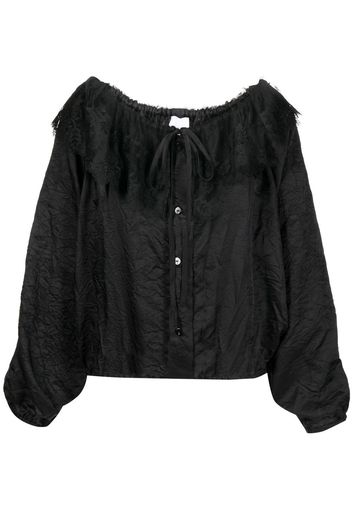 Patou lace-collar long-sleeve blouse - Nero