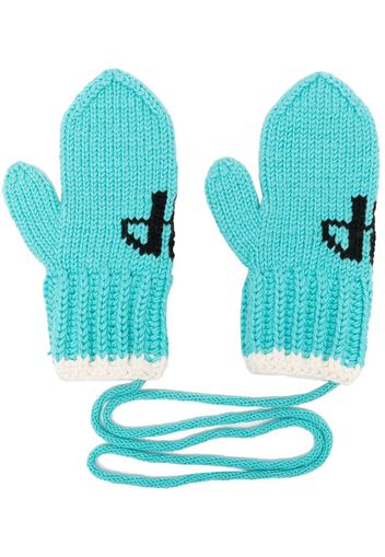 Patou knitted logo mittens - Blu