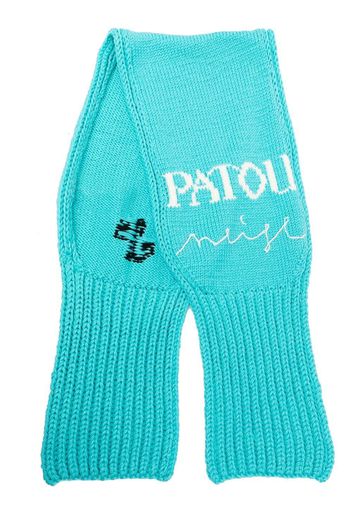 Patou intarsia logo-knit scarf - Blu