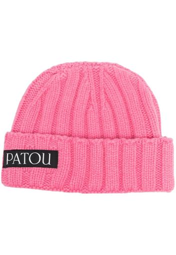 Patou logo-patch ribbed-knit beanie - Rosa