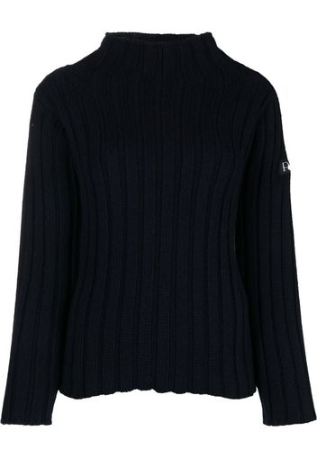 Patou logo-patch ribbed-knit jumper - Blu