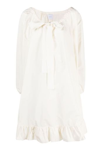 Patou tie-neck ruffled minidress - Bianco