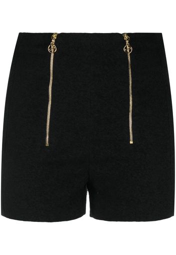 Patou zip-detail tweed shorts - Nero