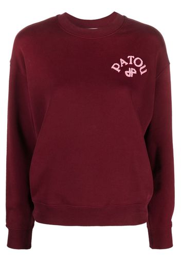 Patou flocked-logo organic cotton sweatshirt - Rosso