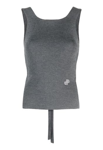 Patou ribbed-knit wrap top - Grigio