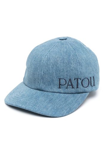 Patou Cappello da baseball denim con ricamo - Blu