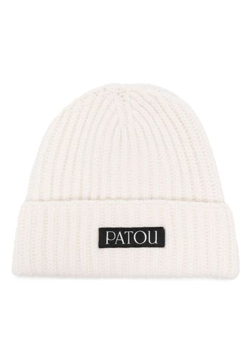 Patou logo-patch ribbed beanie - Bianco