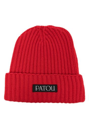 Patou logo-patch ribbed beanie - Rosso