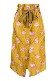 Patou floral-embroidered drawstring midi skirt - Giallo